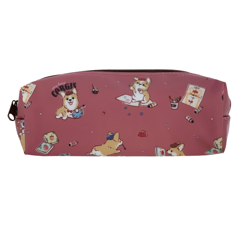 Waterproof Corgi Artist Large Pencil Case Makeup Pouch